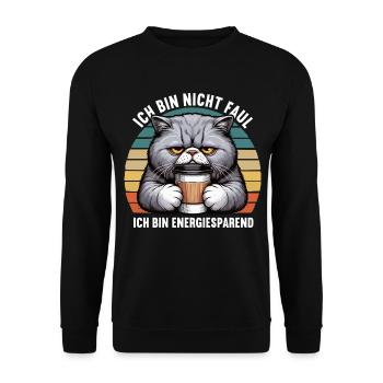 Ich Bin Nicht Faul Britisch Kurzhaar Katze Kitty - Unisex Pullover - Schwarz - Vorne - Alina (178cm) & Michal (187cm)