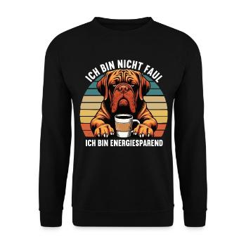 Ich Bin Nicht Faul Bordeaux Dogge Bordeauxs - Unisex Pullover - Schwarz - Vorne - Alina (178cm) & Michal (187cm)