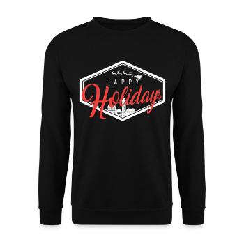Happy Holidays Christmas Weihnachten - Unisex Pullover - Schwarz - Vorne - Alina (178cm) & Michal (187cm)