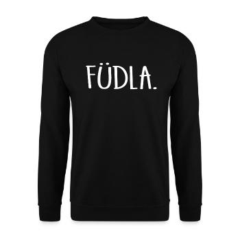 Füdla Arsch Vorarlberger Dialekt Österreich - Unisex Pullover - Schwarz - Vorne - Alina (178cm) & Michal (187cm)
