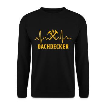 Dachdecker Beruf Herzschlag - Unisex Pullover - Schwarz - Vorne - Alina (178cm) & Michal (187cm)