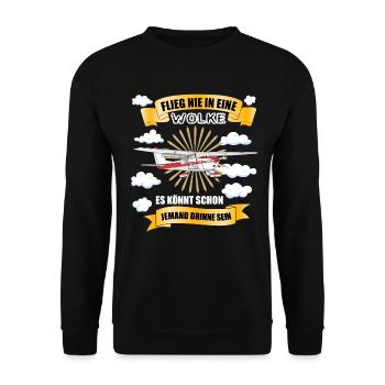 Piloten Geschenk Flugzeug Pilot lustiger Spruch - Unisex Pullover - Schwarz - Vorne - Alina (178cm) & Michal (187cm)