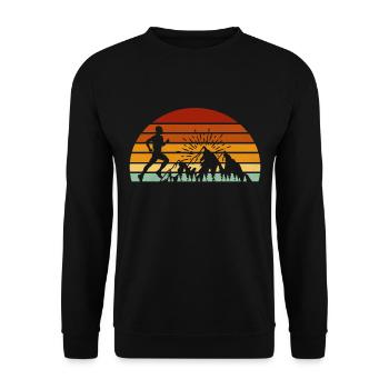 trail running retro running jogging jogging terrain - Unisex Sweatshirt - black - Front - Alina (178cm) & Michal (187cm)