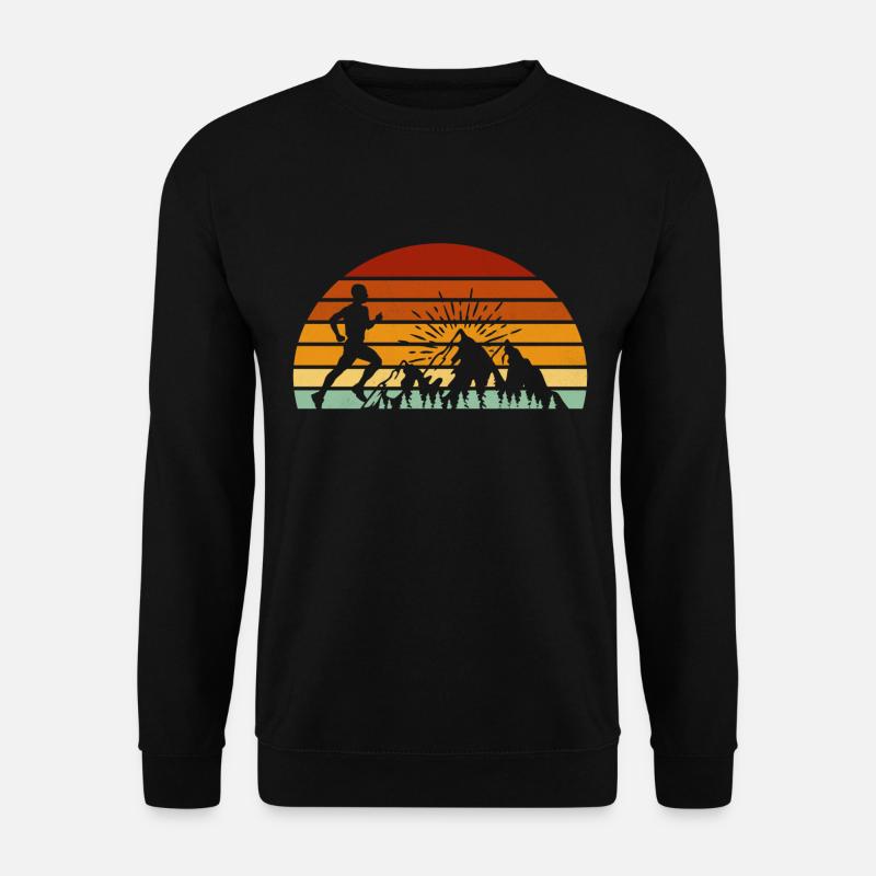 trail running retro Running Joggen Jogger Gelände - Unisex Pullover - Schwarz