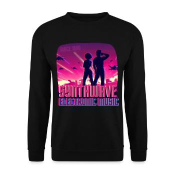 Synthwave electronic music 1980s - Unisex Pullover - Schwarz - Vorne - Alina (178cm) & Michal (187cm)