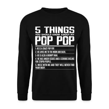 5 Things You Should Know About Pop Pop - Grandpa - Unisex Sweatshirt - black - Front - Alina (178cm) & Michal (187cm)