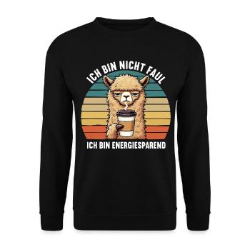 Ich Bin nicht faul Alpaka lamas Alpakabesitzer - Unisex Pullover - Schwarz - Vorne - Alina (178cm) & Michal (187cm)