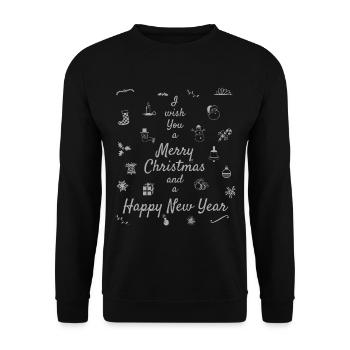 Christmas ornaments Merry Xmas Happy New Year - Unisex Sweatshirt - black - Front - Alina (178cm) & Michal (187cm)