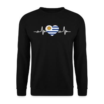 Uruguay Heart Flag Uruguay Retro - Unisex Sweatshirt - black - Front - Alina (178cm) & Michal (187cm)