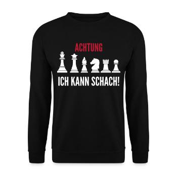 Schach Geschenk Schachspieler Meme Trend - Unisex Pullover - Schwarz - Vorne - Alina (178cm) & Michal (187cm)