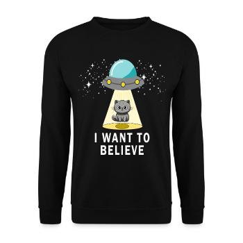 Croyez UFO Chats T-shirt - Sweat-shirt Unisexe - noir - Devant - Alina (178cm) & Michal (187cm)