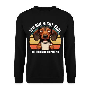Ich Bin Nicht Faul Dackel Dackelbesitzer Teckel - Unisex Pullover - Schwarz - Vorne - Alina (178cm) & Michal (187cm)