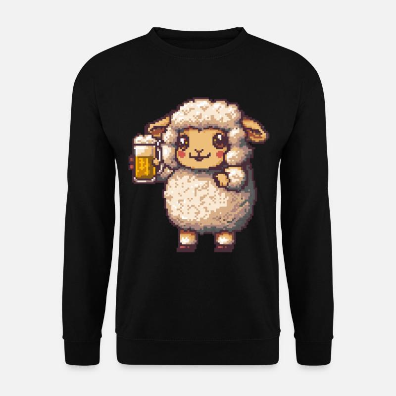 Schaf Pixel Bier - Unisex Pullover - Schwarz