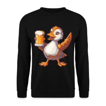 Goose Pixel Beer - Unisex Sweatshirt - black - Front - Alina (178cm) & Michal (187cm)