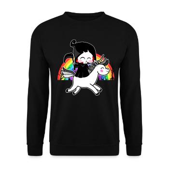 Death Is Magic - Unicorn Grim Reaper Rainbow - Unisex Sweatshirt - black - Front - Alina (178cm) & Michal (187cm)