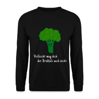 Vielleicht mag dich der Brokkoli auch nicht? - Unisex Pullover - Schwarz - Vorne - Alina (178cm) & Michal (187cm)