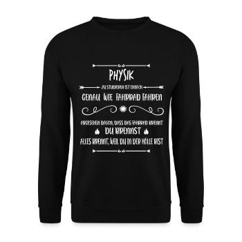 Physikstudent Physik Student | lustiger Spruch - Unisex Pullover - Schwarz - Vorne - Alina (178cm) & Michal (187cm)