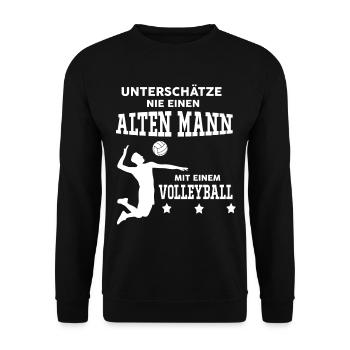Never underestimate an old man with volleyball - Unisex Sweatshirt - black - Front - Alina (178cm) & Michal (187cm)