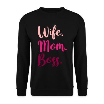 Wife Mom Boss Mama le vrai boss girl power - Sweat-shirt Unisexe - noir - Devant - Alina (178cm) & Michal (187cm)