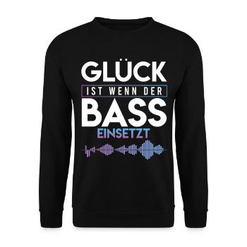 Glück ist wenn der Bass einsetzt Goa Techno Dubst - Unisex Pullover - Schwarz - Vorne - Alina (178cm) & Michal (187cm)