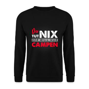 Der tut nix der will nur Campen Wohnwagen Camper C - Unisex Pullover - Schwarz - Vorne - Alina (178cm) & Michal (187cm)