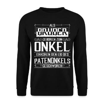 Bruder Paten-Onkel Paten-Kind Pate Taufpate - Unisex Pullover - Schwarz - Vorne - Alina (178cm) & Michal (187cm)