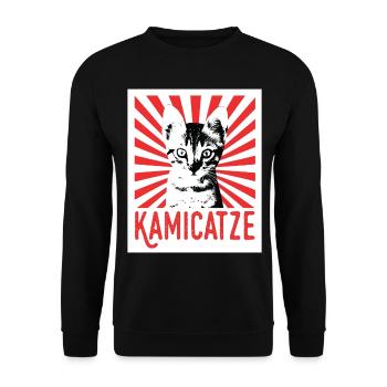 Kamicatze süße Katze cat grumpy cat katzen Katzen - Unisex Pullover - Schwarz - Vorne - Alina (178cm) & Michal (187cm)