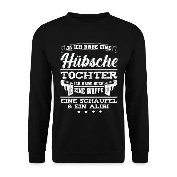 Lustig Vater Papa Dad Daddy Tochter Stieftochter - Unisex Pullover - Schwarz - Vorne - Alina (178cm) & Michal (187cm)