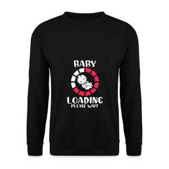 Witziges Geschenk werdende Mutter baldige Geburt M - Unisex Pullover - Schwarz - Vorne - Alina (178cm) & Michal (187cm)