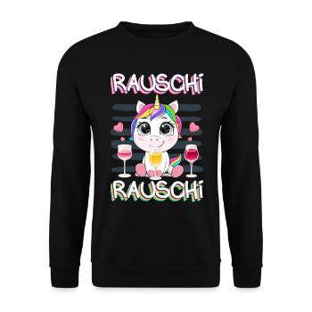 Einhorn Unicorn trinken feiern saufen schnaps alko - Unisex Pullover - Schwarz - Vorne - Alina (178cm) & Michal (187cm)
