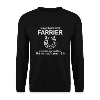 Hufschmied Schmied lustiges Geschenk - Unisex Pullover - Schwarz - Vorne - Alina (178cm) & Michal (187cm)