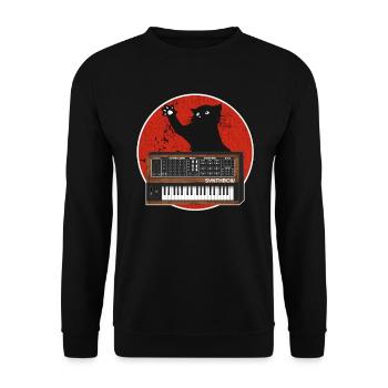 Analog Synthesizer Cat Retro Japan Synths Gift - Unisex Sweatshirt - black - Front - Alina (178cm) & Michal (187cm)