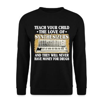 Funny Analog Synthesizer Quote Synths Modular ADSR - Unisex Sweatshirt - black - Front - Alina (178cm) & Michal (187cm)