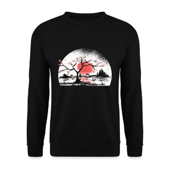 Japan Garten Japanisches Torii Japan Samurai - Unisex Pullover - Schwarz - Vorne - Alina (178cm) & Michal (187cm)