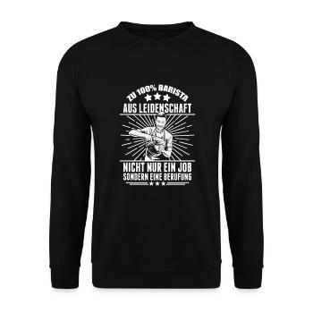 Zu 100% Barista - Unisex Pullover - Schwarz - Vorne - Alina (178cm) & Michal (187cm)