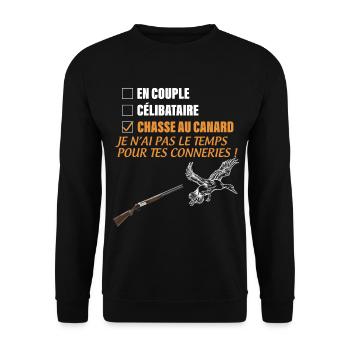 Chasseur de canard - Sweat-shirt Unisexe - noir - Devant - Alina (178cm) & Michal (187cm)
