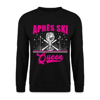Apres Ski Queen Wintersport - Unisex Pullover - Schwarz - Vorne - Alina (178cm) & Michal (187cm)