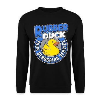 Funny Rubber Duck Debugging Service Coder Gift - Unisex Sweatshirt - black - Front - Alina (178cm) & Michal (187cm)