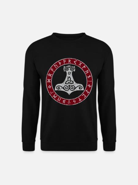 Thor Hammer Runen Thors nordische Mythologie Raben - Unisex Pullover - Schwarz