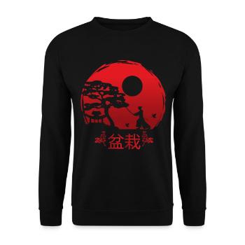 Bonsai Kanji Japan Meditation - Unisex Pullover - Schwarz - Vorne - Alina (178cm) & Michal (187cm)