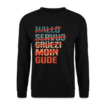 Apfelwein Frankfurt Bembel Äppler Ebbelwoi Spruch - Unisex Pullover - Schwarz - Vorne - Alina (178cm) & Michal (187cm)