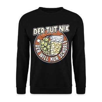 Pfälzer Weinschorle Schorle Lustig Geschenk Pälzer - Unisex Pullover - Schwarz - Vorne - Alina (178cm) & Michal (187cm)