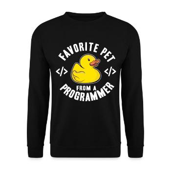 Favorite Pet From A Programmer Funny Rubber Duck - Unisex Sweatshirt - black - Front - Alina (178cm) & Michal (187cm)