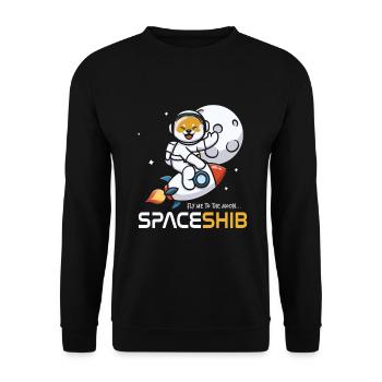 SPACESHIB SHIB COIN CRYPTO CRYPTOCURRENCY SHIBA INU - Unisex Sweatshirt - black - Front - Alina (178cm) & Michal (187cm)