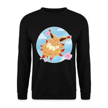 Adorable petit Renard à neuf queue / kitsune - Sweat-shirt Unisexe - noir - Devant - Alina (178cm) & Michal (187cm)