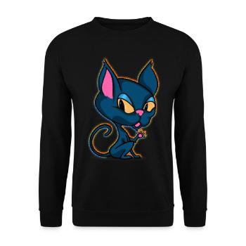 Süße magische Cartoon Katze - Unisex Pullover - Schwarz - Vorne - Alina (178cm) & Michal (187cm)