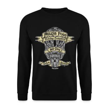 Book Lover print Vintage Phileas Fogg Holiday - Unisex Sweatshirt - black - Front - Alina (178cm) & Michal (187cm)