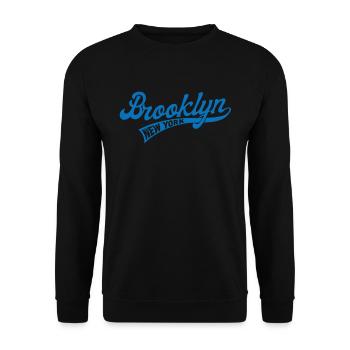 Hometown Brooklyn, Baseball Script - Unisex Sweatshirt - black - Front - Alina (178cm) & Michal (187cm)