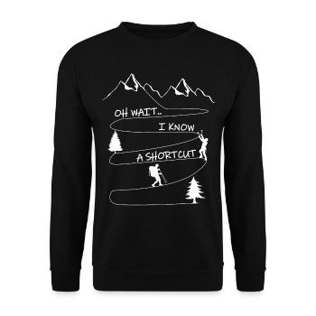 Randonnée - Alpinisme - Je connais un raccourci - Sweat-shirt Unisexe - noir - Devant - Alina (178cm) & Michal (187cm)