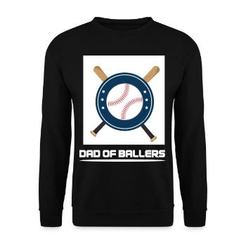 Vater von Ballers Baseball Fan Vater Ballers Softb - Unisex Pullover - Schwarz - Vorne - Alina (178cm) & Michal (187cm)